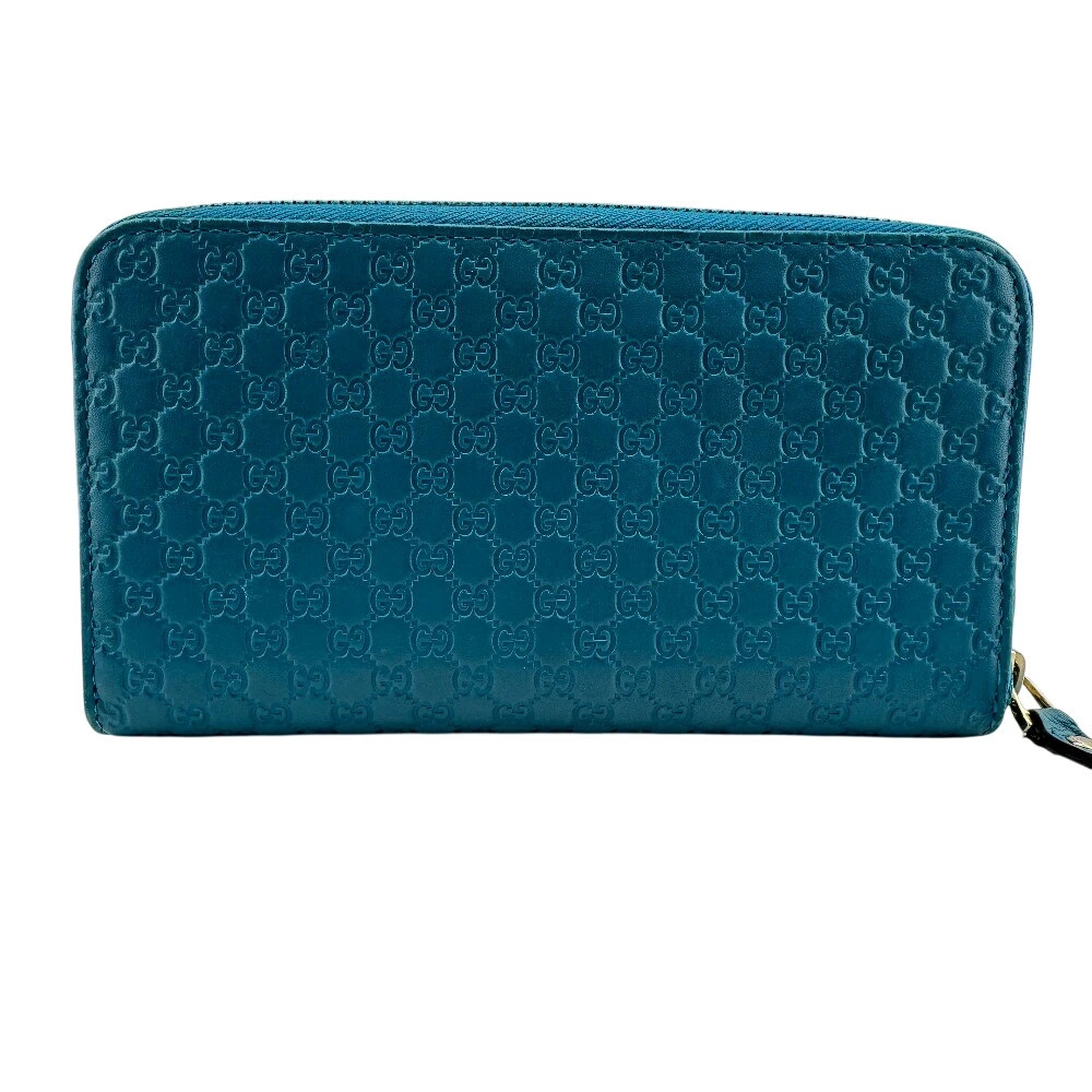 GUCCI Round Zipper GG guccissima Long Wallet Card Holder coin wallet Purse Blue - Picture 3 of 4